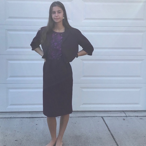 Vntg 1950 Saks Fifth Avenue 2 piece purple set - Picture 3 of 15